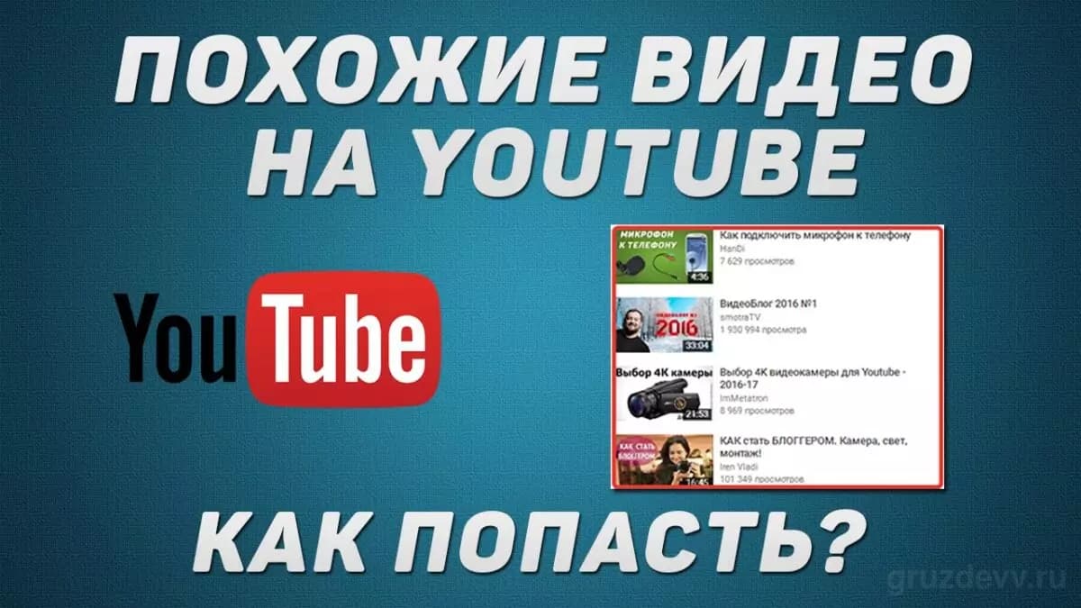 Как вывести видео в рекомендации и похожие на Ютубе